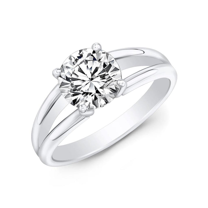 Semi-Mount Diamond 18K White Gold Split Shank Engagement Ring