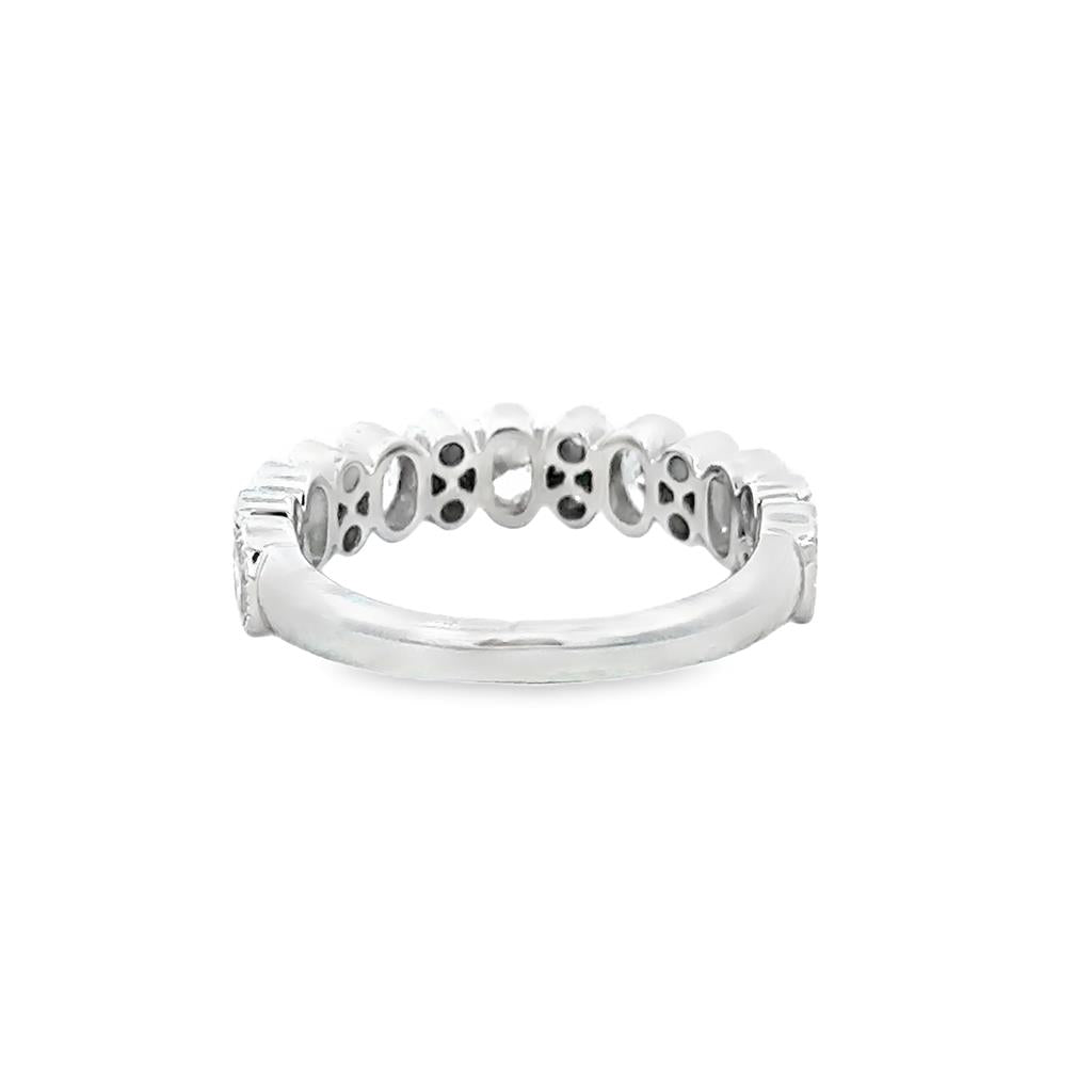 1.20 CTW Oval and Round Diamond Band Ring in 14K White Gold