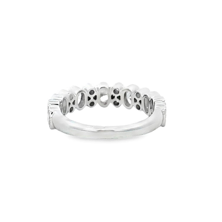 1.20 CTW Oval and Round Diamond Band Ring in 14K White Gold