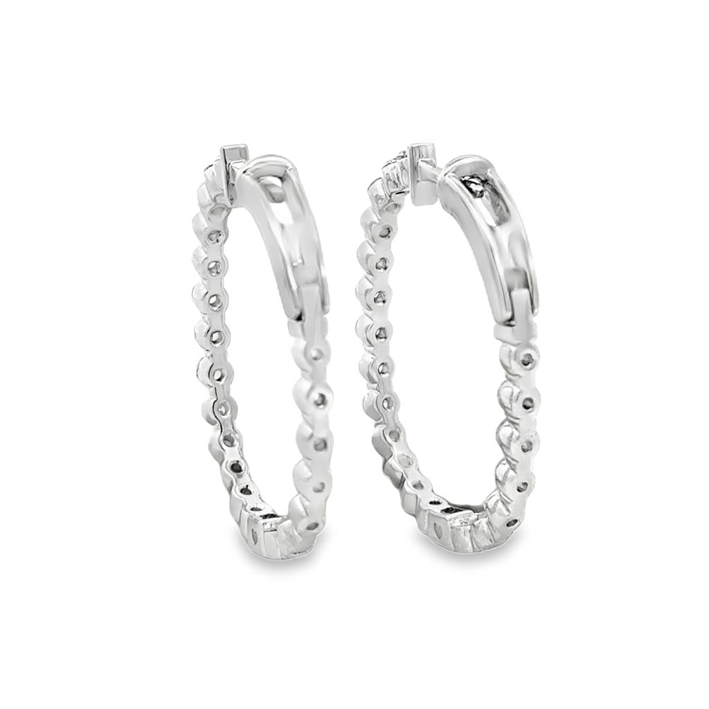 2.50 CTW Diamond Inside-Out Hoop Earrings in 18K White Gold