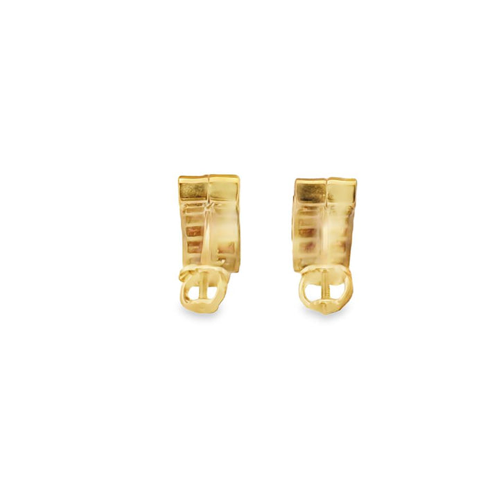 Ruby & Diamond Princess Cut Earrings in 14K Yellow Gold, 14mm