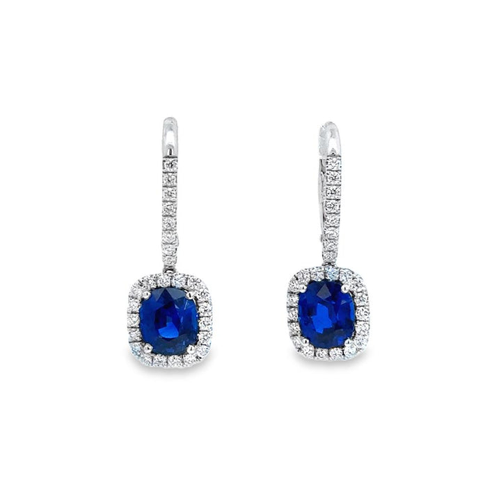 3.52 CTW Sapphire & 0.84 CTW Diamond 18K White Gold Drop Earrings