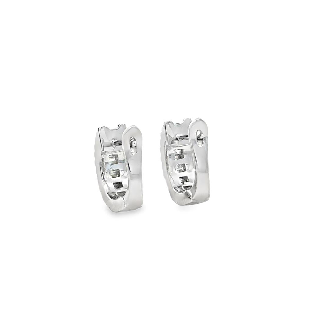 0.84 CTW Baguette & Round Diamond 14K White Gold Hoop Earrings