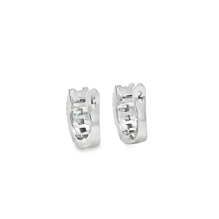 0.84 CTW Baguette & Round Diamond 14K White Gold Hoop Earrings