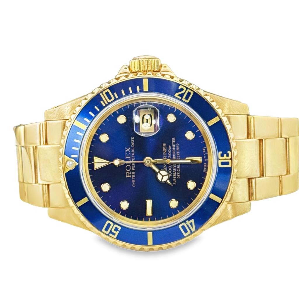 Rolex Submariner 18K Yellow Gold Blue Dial Men's Watch