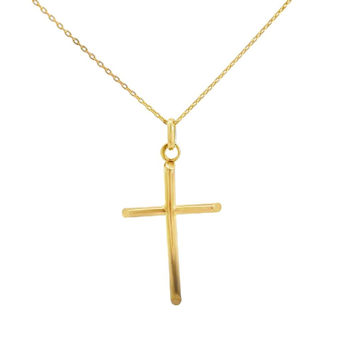 18K Yellow Gold Cross Pendant Necklace – 19” Chain