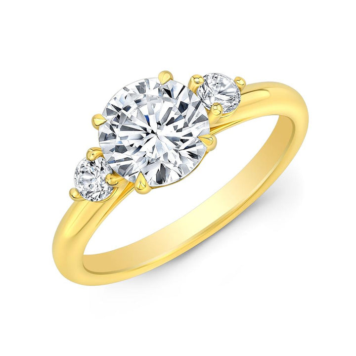 Three Stone Engagement Engagement Ring Mounting in 18K Gold