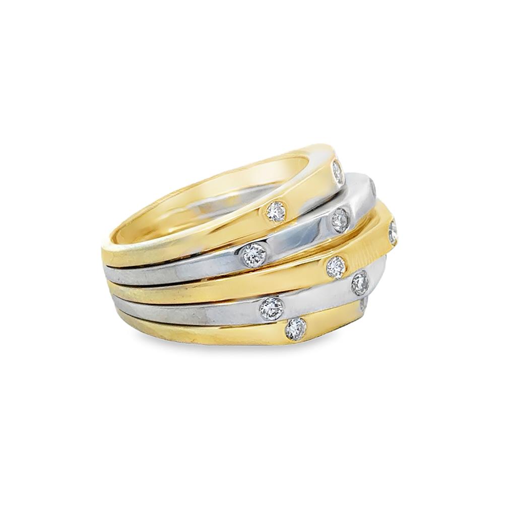 Sal Praschnik 0.59 CTW Diamond 18K Two-Tone Gold Geometric Rin