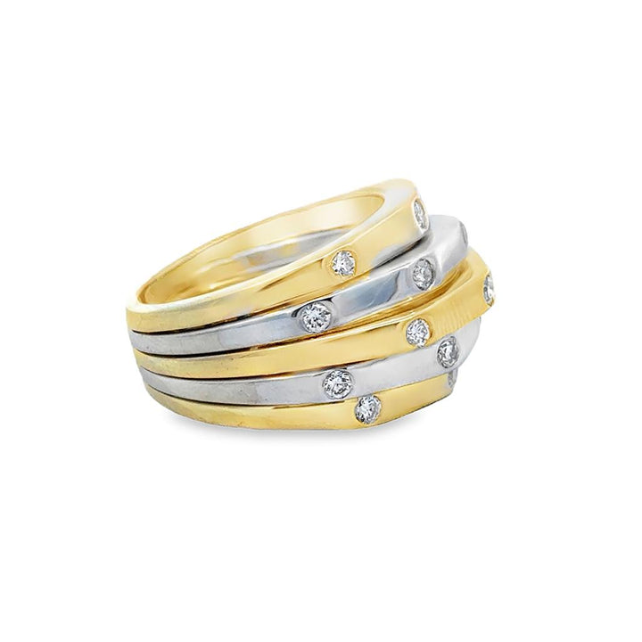 Sal Praschnik 0.59 CTW Diamond 18K Two-Tone Gold Geometric Rin