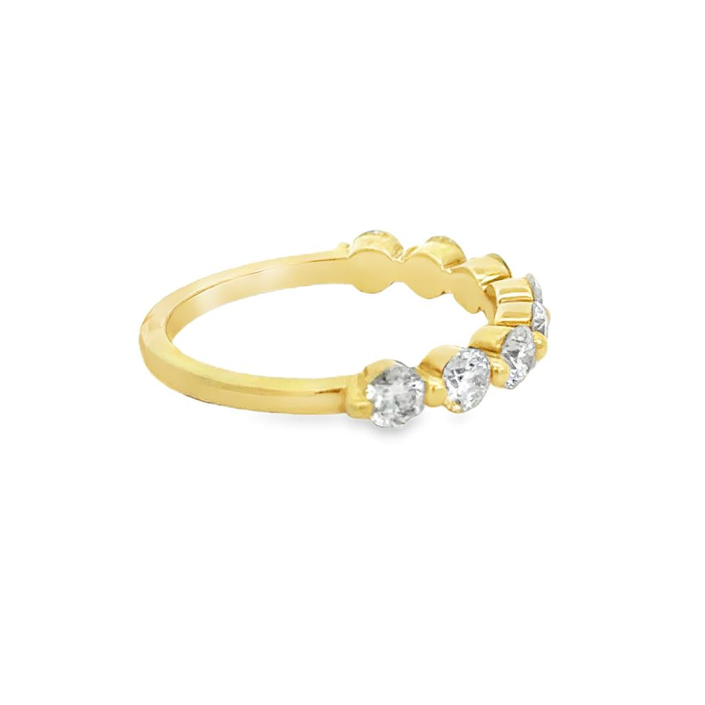 1.06 CTW Diamond 18K Yellow Gold Single Shared Prong Band – 3mm