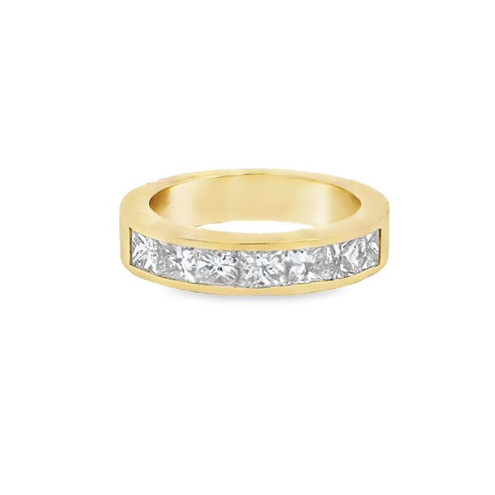 1.53 CTW Princess Cut Diamond Band – 18K Yellow Gold, 4.5mm