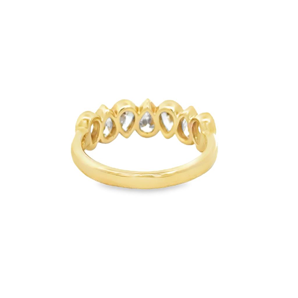 1.68 CTW Pear Shape Diamond Band Ring with Milgrain Detail in 14K Yellow Gold
