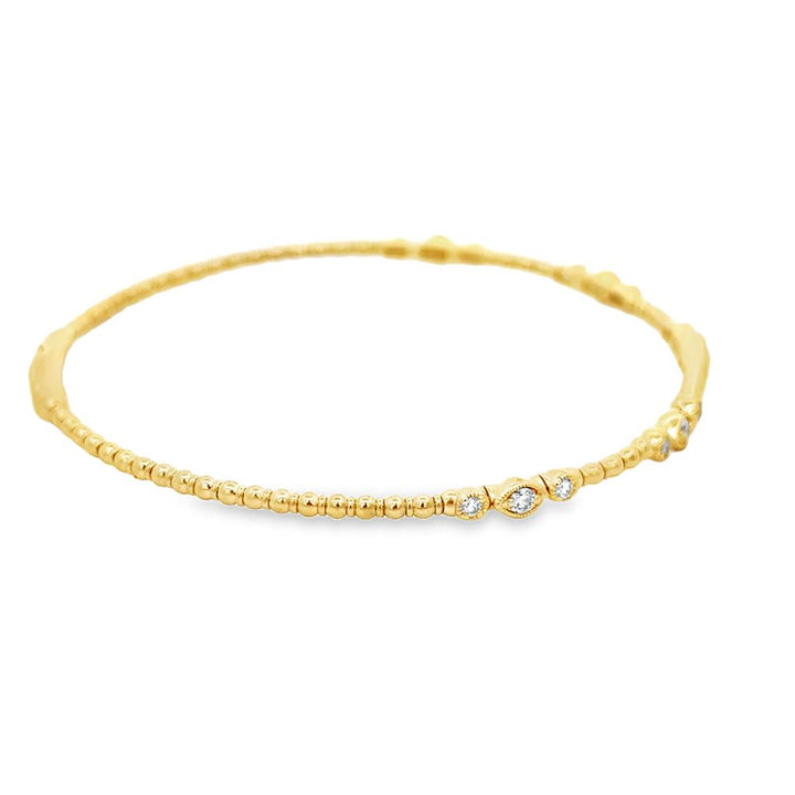 0.35 CTW Diamond 14K Yellow Gold Flexible Bangle Bracelet