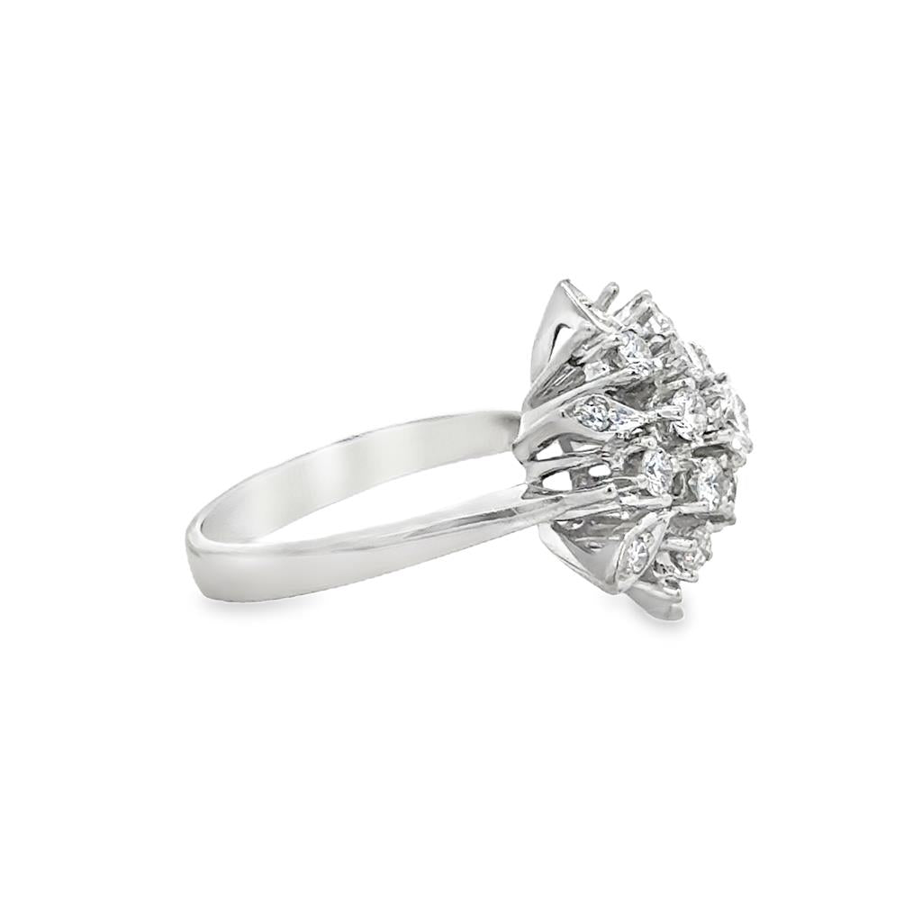 0.60 CTW Diamond 14K White Gold Cluster Flower Ring