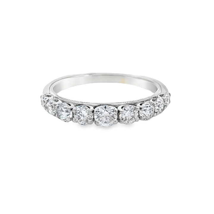 1.35 CTW Diamond Graduated 14K White Gold Milgrain Band