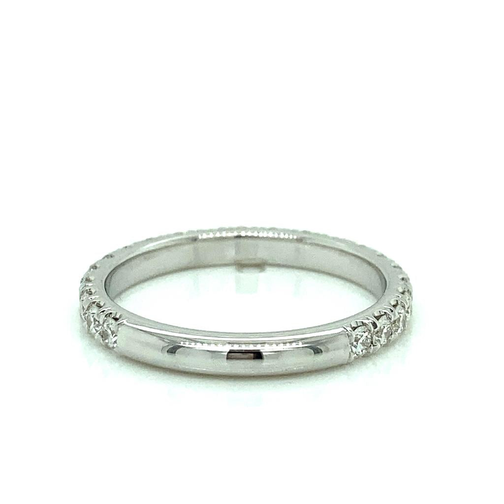 0.75 CTW Round Diamond 18K White Gold Wedding Band