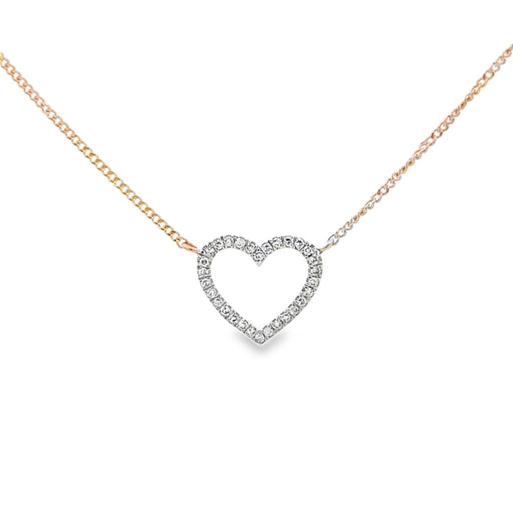 0.06 CTW Diamond 14K Rose Gold Heart Station Pendant Necklace