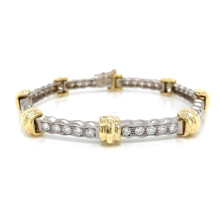 Sal Praschnik 2.76 CTW Round Diamond 18K Two Tone Diamond Bracelet