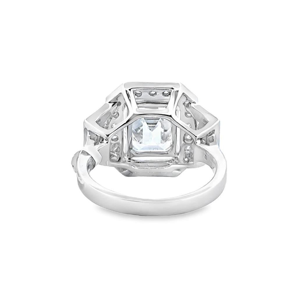 3.69CT Emerald Cut Diamond Engagement Ring in 18K White Gold