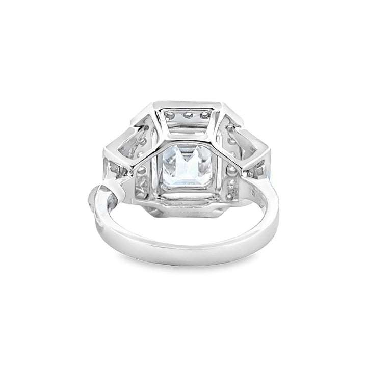 3.69CT Emerald Cut Diamond Engagement Ring in 18K White Gold