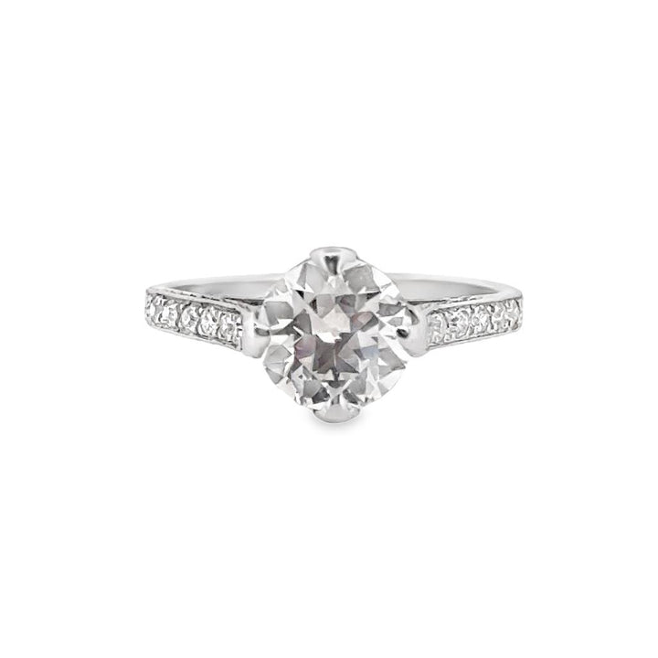 1.77 CT Old European Cut Diamond Art Deco Platinum Ring