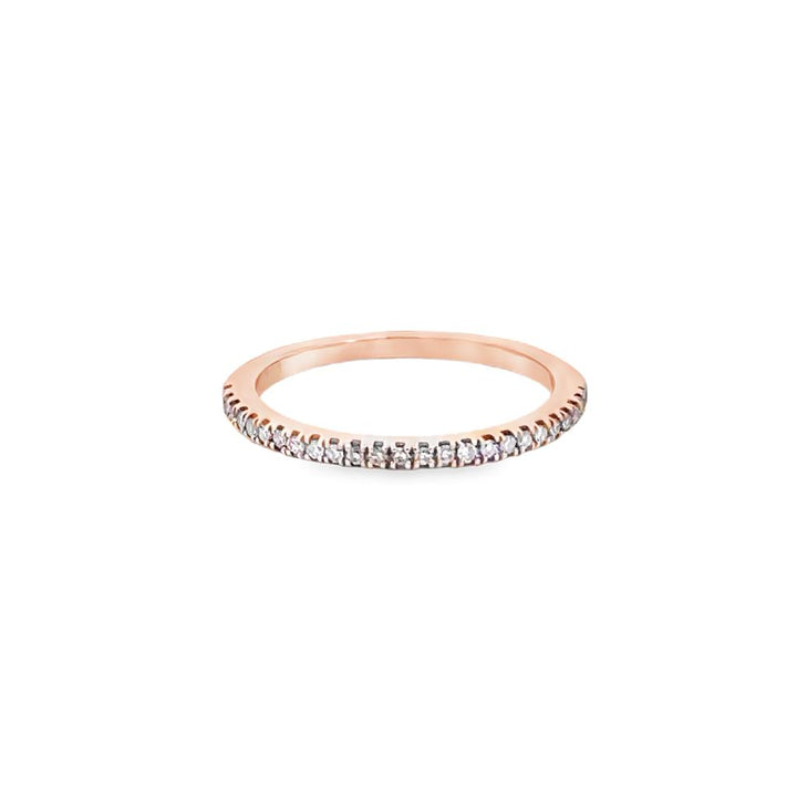 0.06 CTW Champagne Diamond Half-Eternity Band 18K Rose Gold – Size 4.5, 1mm Wide