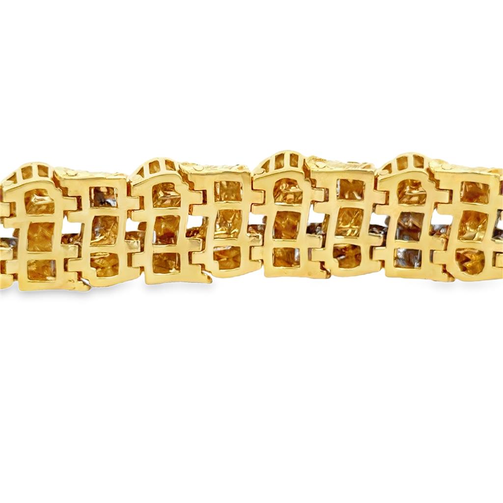 1.60 CTW Diamond 18K Yellow Gold Ribbon Link Bracelet