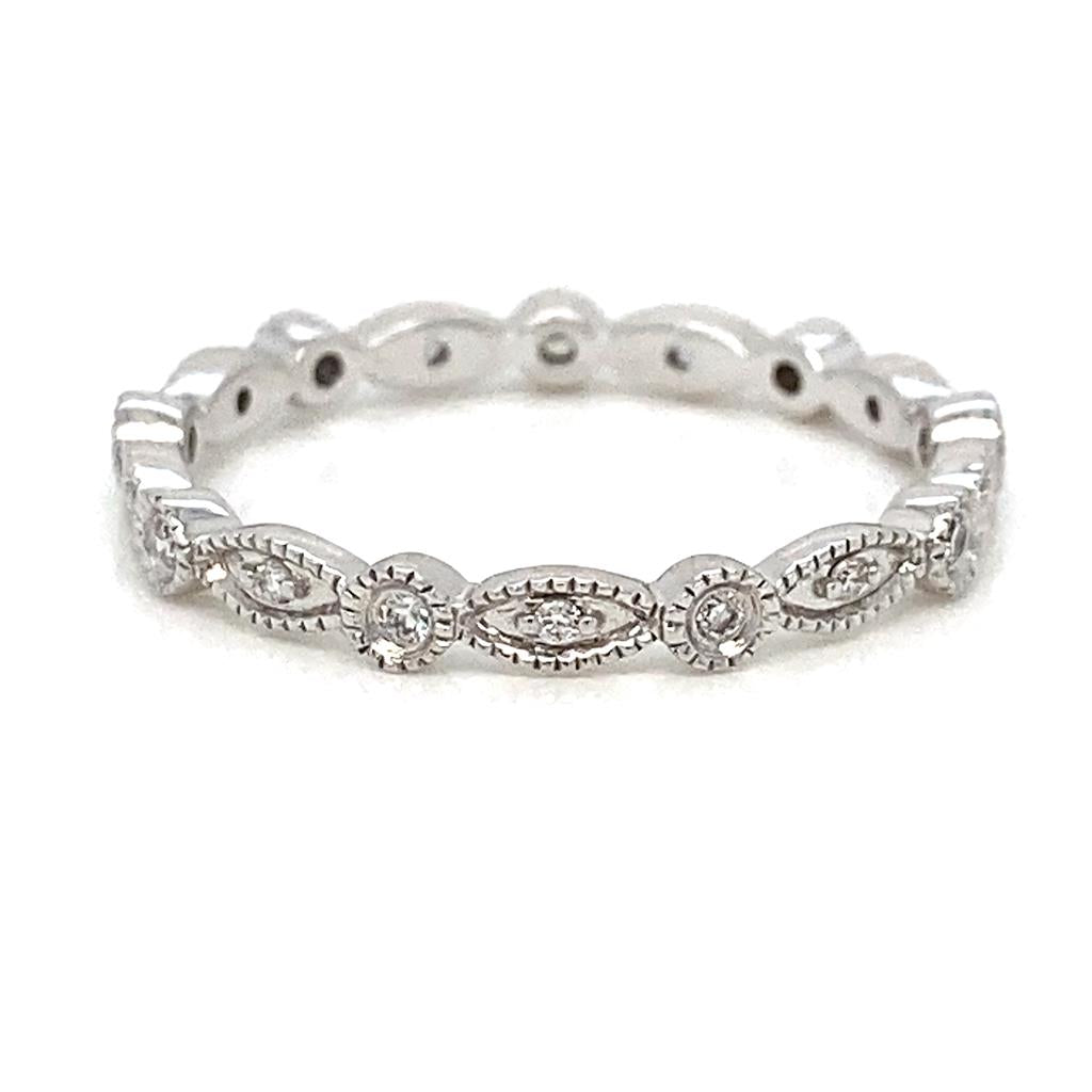 0.20 CTW Round Diamond 14K White Gold Milgrain Ring