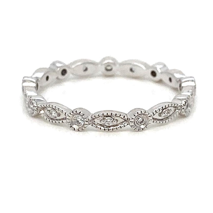 0.20 CTW Round Diamond 14K White Gold Milgrain Ring