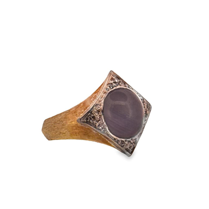 Vintage Unheated Star Sapphire & Diamond Ring, Platinum & 18K Yellow Gold