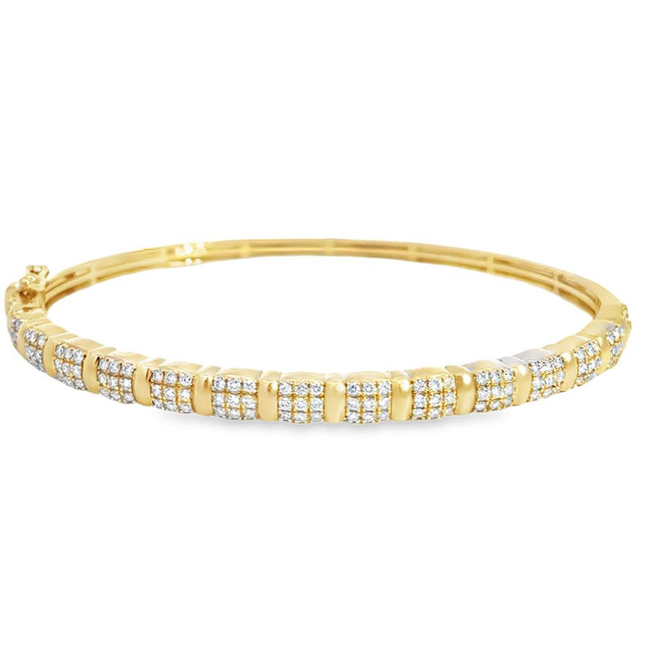 1.00 CTW Fancy Diamond Bangle Bracelet in 14K Yellow Gold