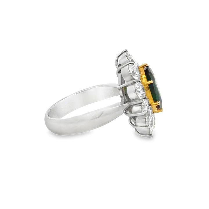 2.14 CT Oval Tsavorite & 2.09 CTW Diamond Platinum Ring