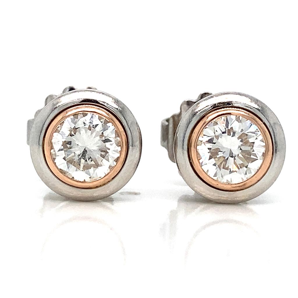Stuart Moore Platinum and 18K Rose Gold Diamond Earrings