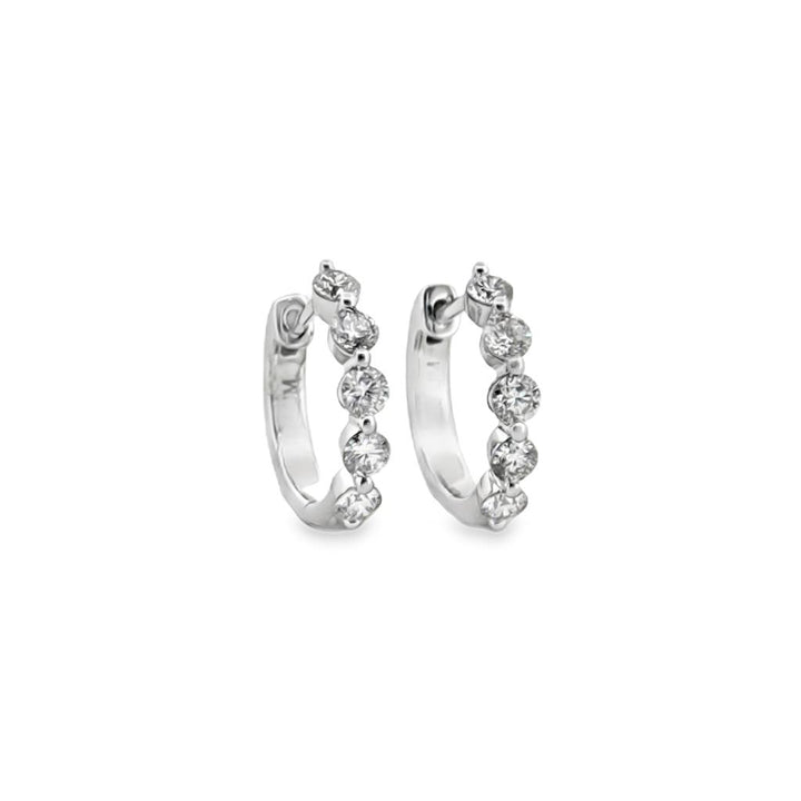 1.00 CTW Diamond Hoop Earrings in 14K White Gold – 15mm