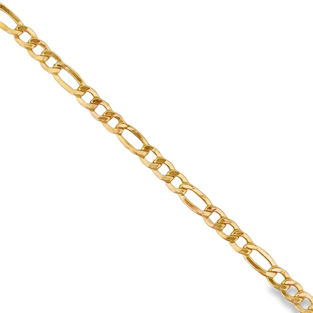 14K Yellow Gold Figaro Chain Bracelet – 4.5mm Wide, 8" Long