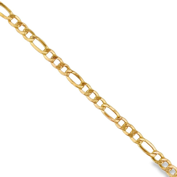 14K Yellow Gold Figaro Chain Bracelet – 4.5mm Wide, 8" Long