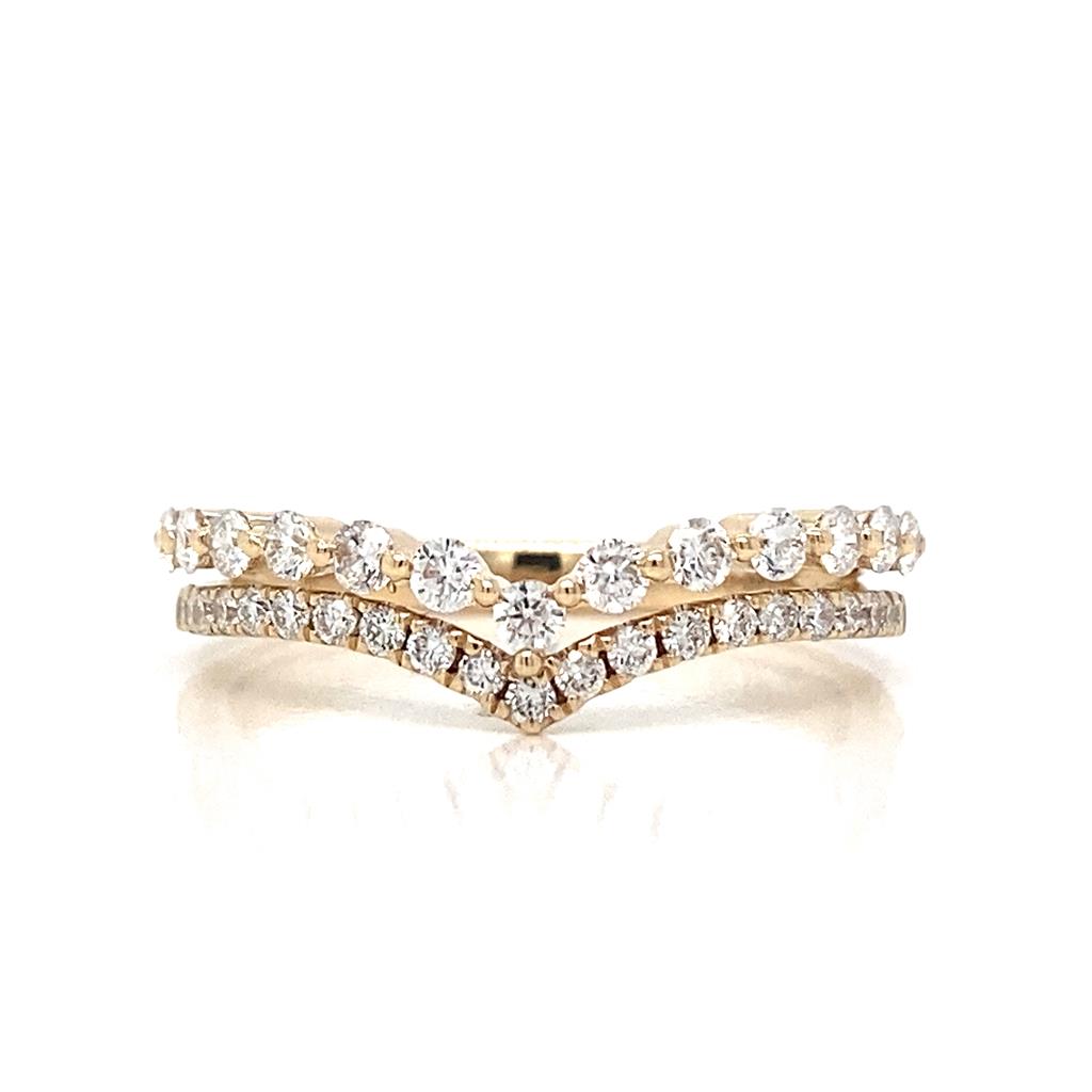 0.53 CTW Round Diamonds 14K Yellow Gold Stackable Wedding Ring