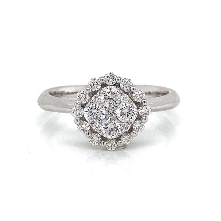 0.59 CTW Round Diamond 14K White Gold Cluster Ring