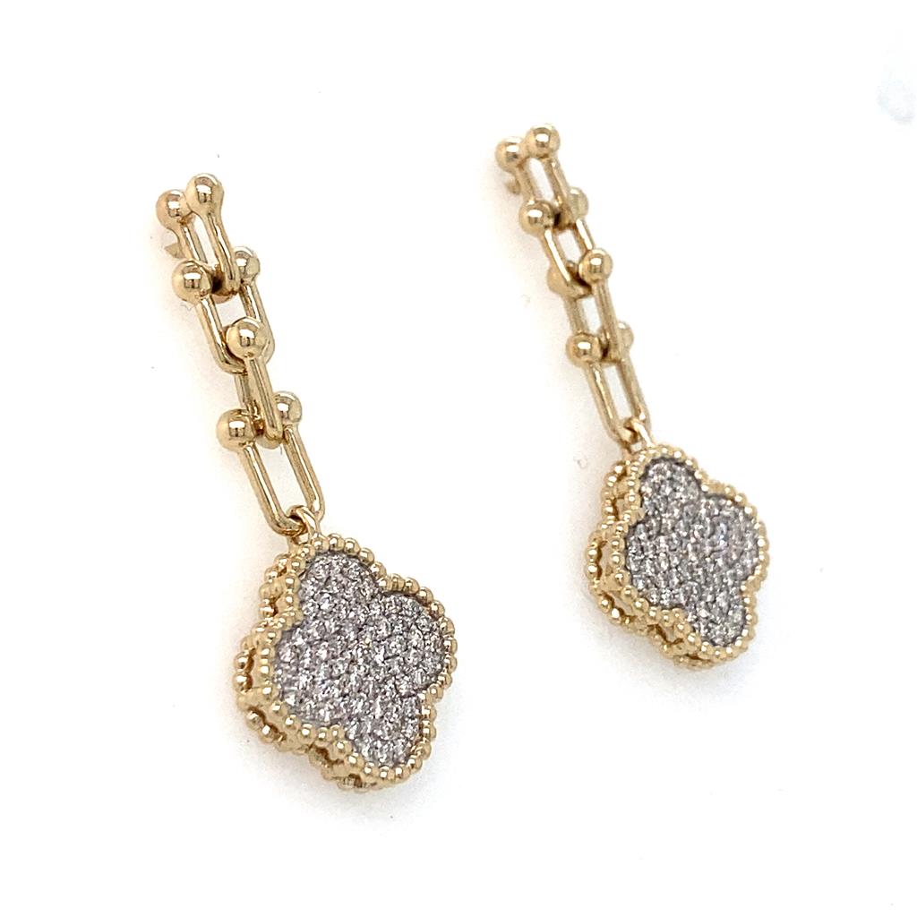 14K Yellow Gold Diamond Drop Earrings