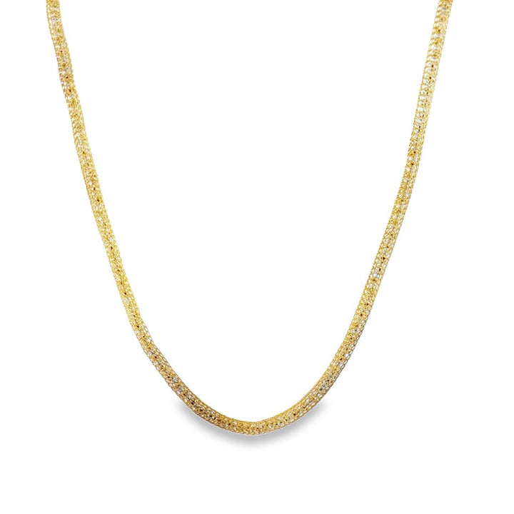 22K Yellow Gold Mesh Chain with White Gold Ball Chain, 3mm Wide