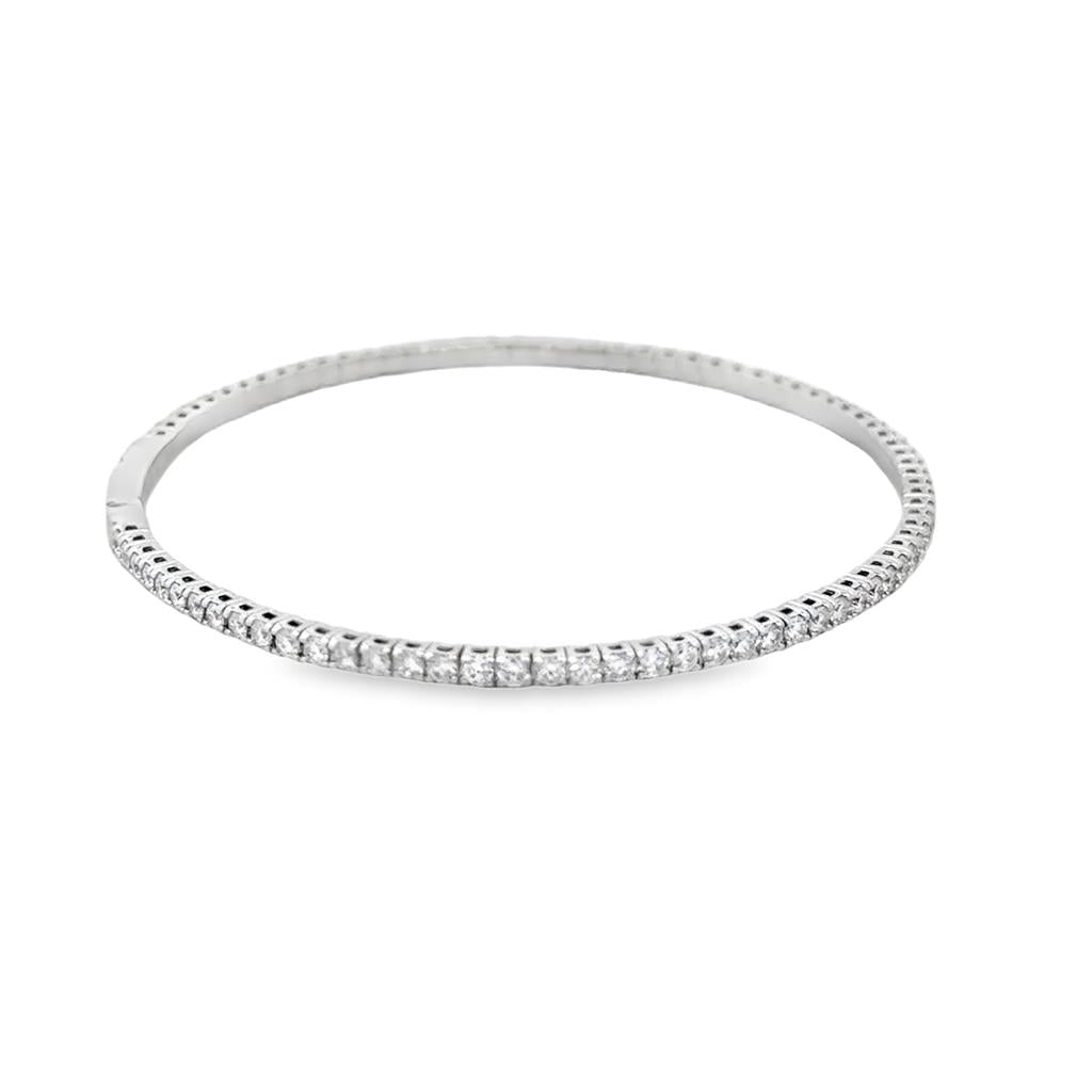 1.00 CTW Diamond Flexible Bangle Bracelet in 14K White Gold