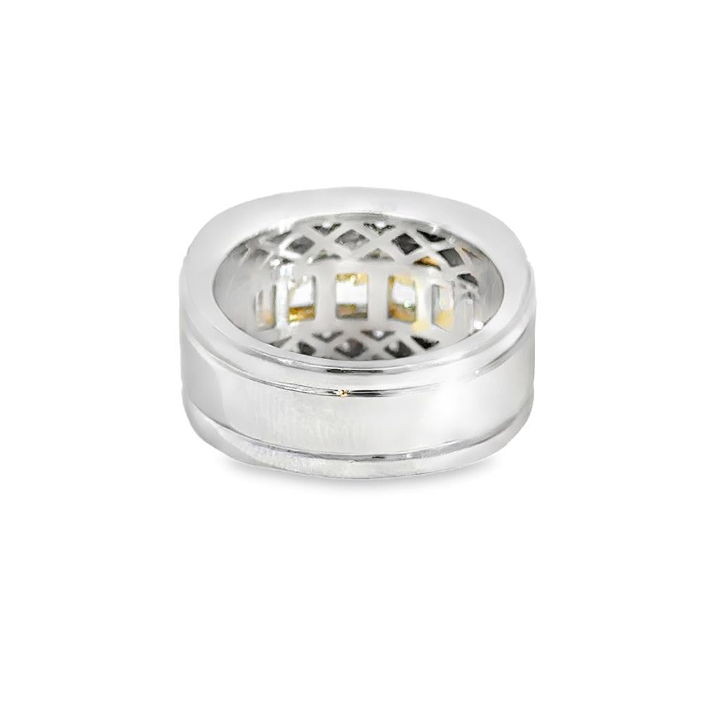 Pre-Owned 6.25 CTW Fancy Yellow & White Diamond Platinum and 18K Yellow Gold Wide Band Ring
