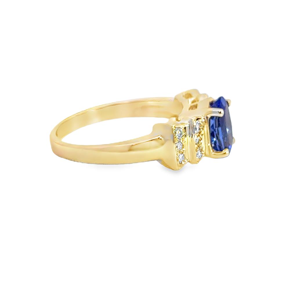 .18ctw Diamond and Oval Tanzanite Ring, 14K Yellow Gold