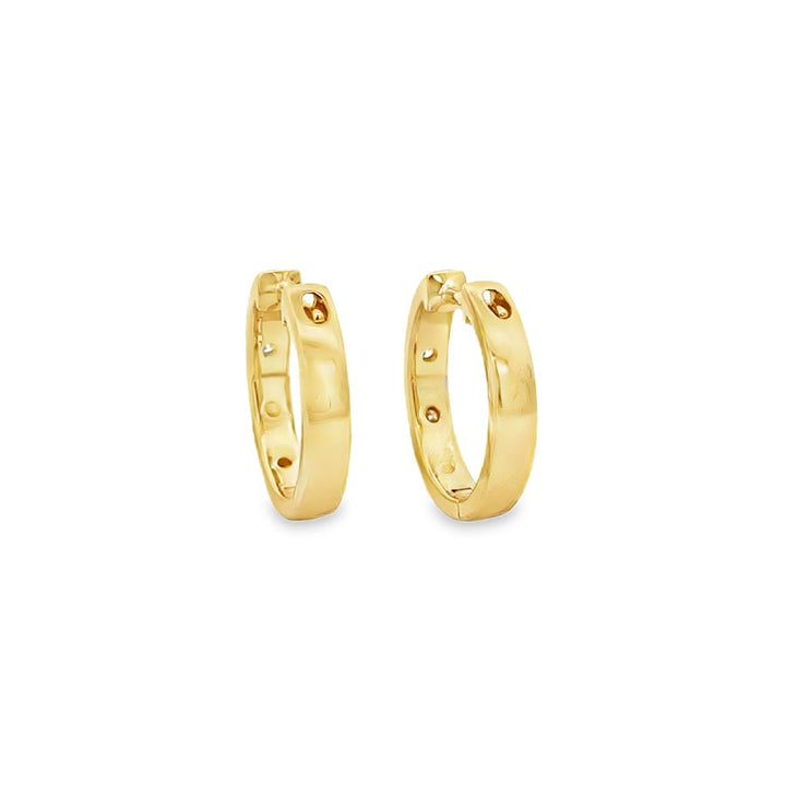 0.27 CTW Diamond Flush Set 14K Yellow Gold Hoop Earrings