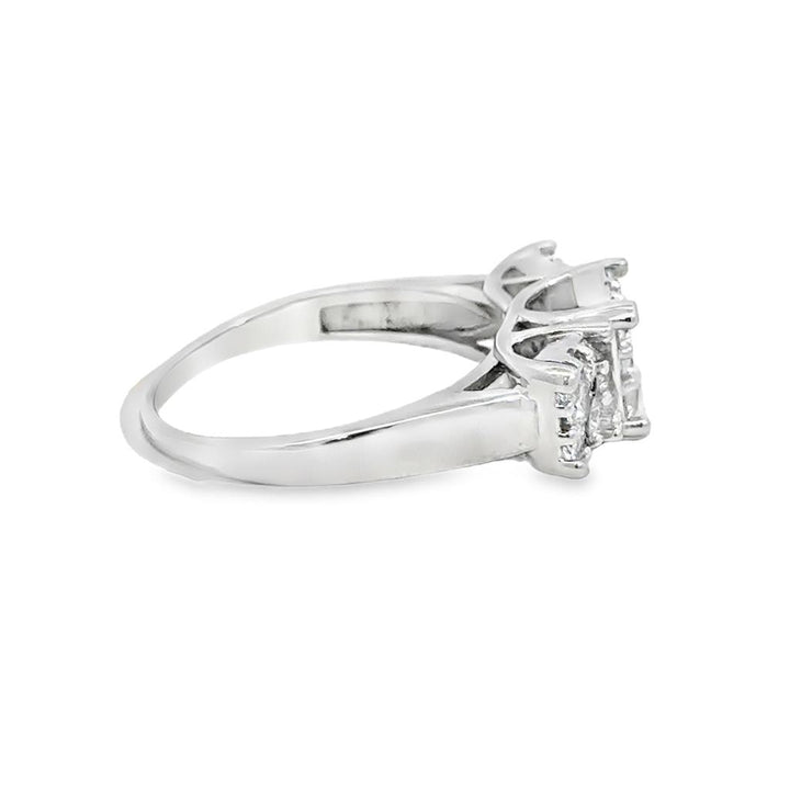 .75 CTW 14K White Gold Diamond Cluster Ring