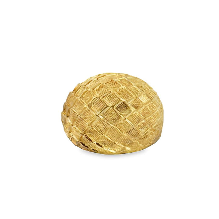 18K Yellow Gold Textured Dome Ring – 16.5mm Top