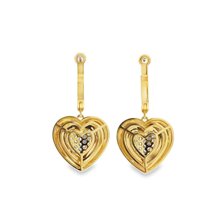 0.44 CTW Diamond 18K Yellow Gold Heart Drop Earrings