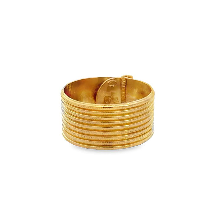 18K & 22K Yellow Gold 9.5mm Ribbed Texture Band Ring