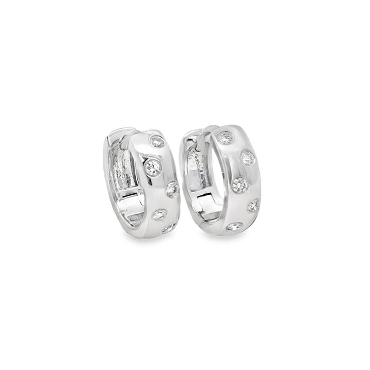 0.17 CTW Diamond Scatter 14K White Gold Huggie Hoop Earrings