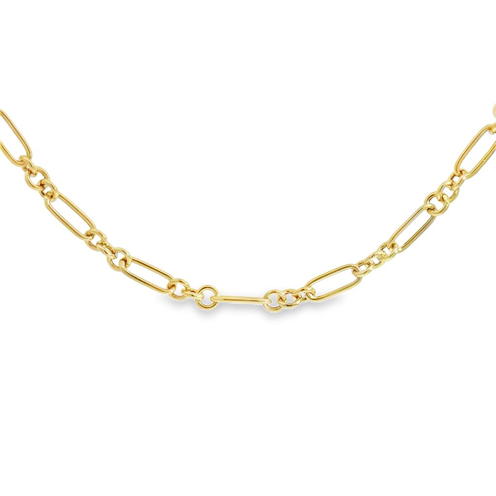 14K Yellow Gold Fancy Link Chain Necklace